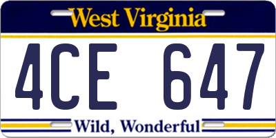 WV license plate 4CE647