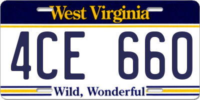 WV license plate 4CE660