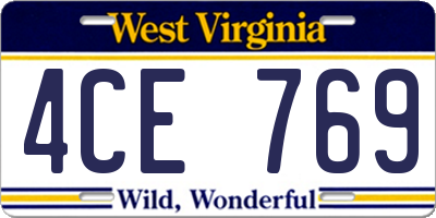WV license plate 4CE769