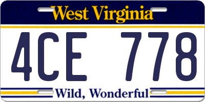 WV license plate 4CE778