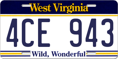 WV license plate 4CE943
