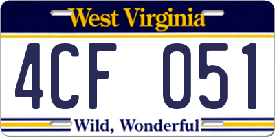 WV license plate 4CF051
