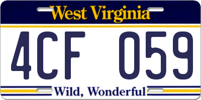 WV license plate 4CF059