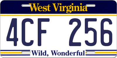 WV license plate 4CF256