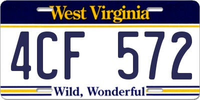 WV license plate 4CF572