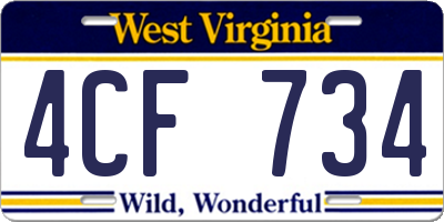 WV license plate 4CF734