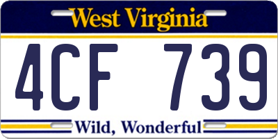 WV license plate 4CF739