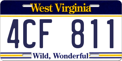 WV license plate 4CF811