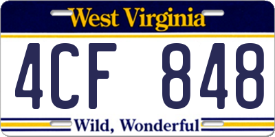 WV license plate 4CF848