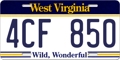 WV license plate 4CF850