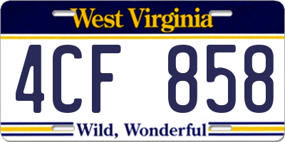 WV license plate 4CF858