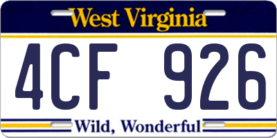 WV license plate 4CF926