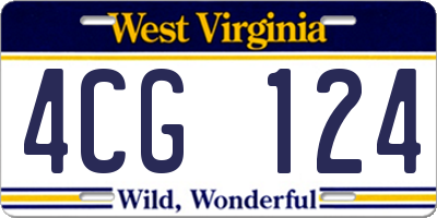 WV license plate 4CG124