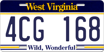 WV license plate 4CG168