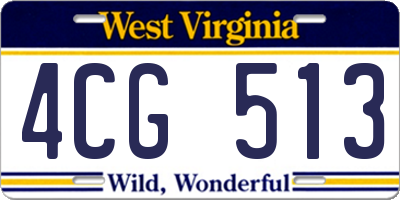 WV license plate 4CG513