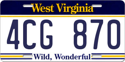 WV license plate 4CG870
