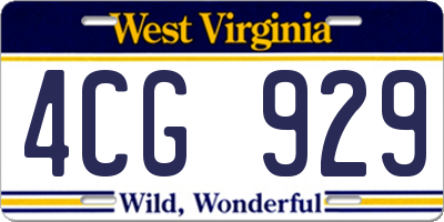 WV license plate 4CG929