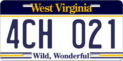 WV license plate 4CH021