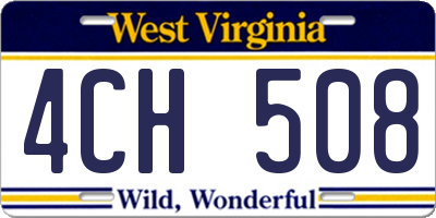WV license plate 4CH508