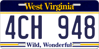 WV license plate 4CH948