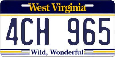 WV license plate 4CH965