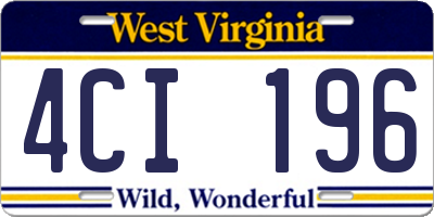 WV license plate 4CI196