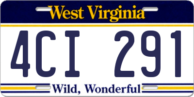 WV license plate 4CI291