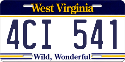 WV license plate 4CI541