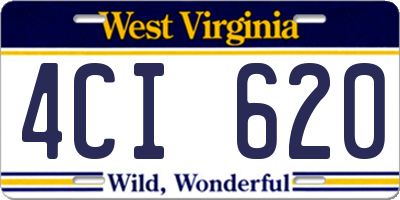 WV license plate 4CI620