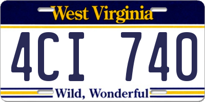 WV license plate 4CI740