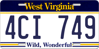 WV license plate 4CI749
