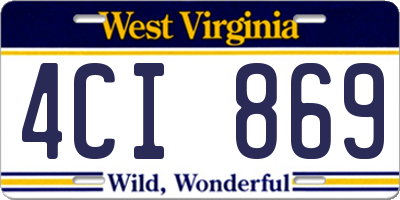 WV license plate 4CI869