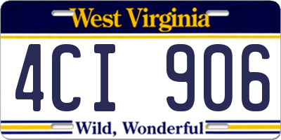 WV license plate 4CI906