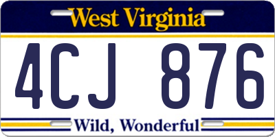 WV license plate 4CJ876