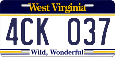 WV license plate 4CK037