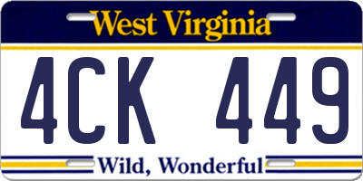 WV license plate 4CK449
