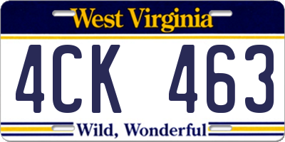 WV license plate 4CK463