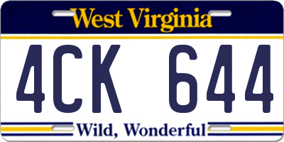 WV license plate 4CK644