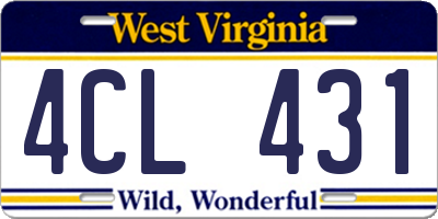 WV license plate 4CL431