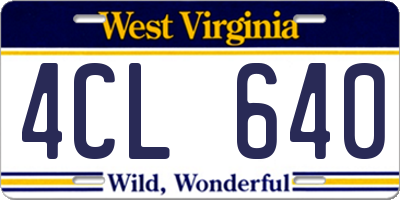 WV license plate 4CL640