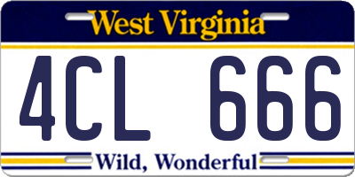 WV license plate 4CL666