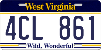 WV license plate 4CL861