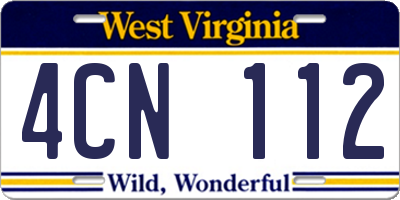 WV license plate 4CN112