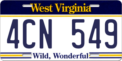WV license plate 4CN549