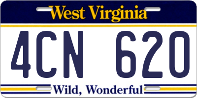 WV license plate 4CN620