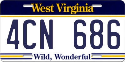 WV license plate 4CN686