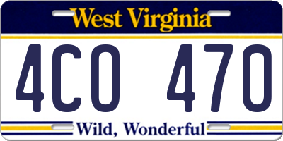 WV license plate 4CO470
