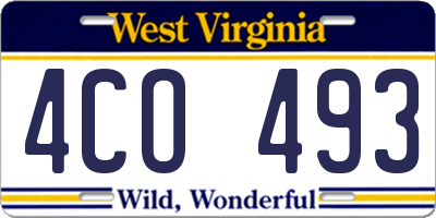 WV license plate 4CO493