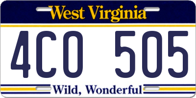 WV license plate 4CO505