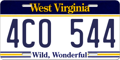 WV license plate 4CO544